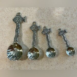 Decorative Silver Fish-Handle Measuring Spoon Set - Silver